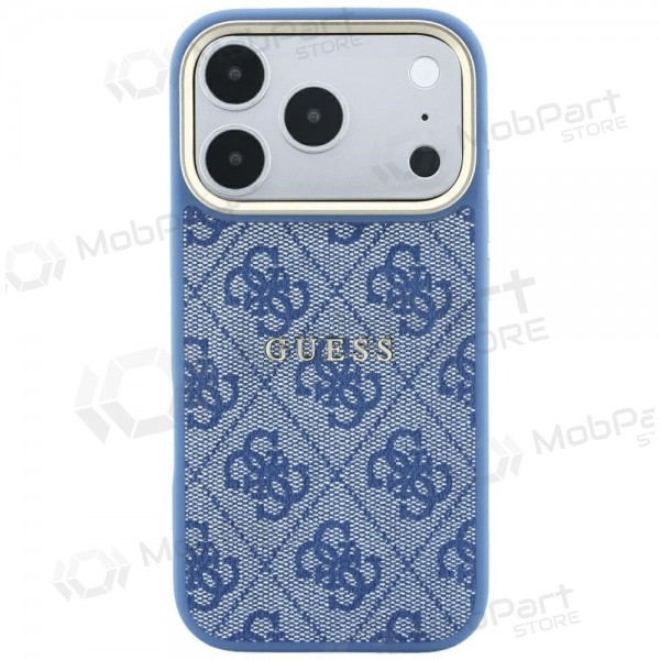 Apple iPhone 18 Pro Max case - Guess PU Leather 4G Gold Frame Embossed MagSafe (blue)