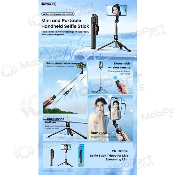 Selfie stick Remax P17 1.3m black