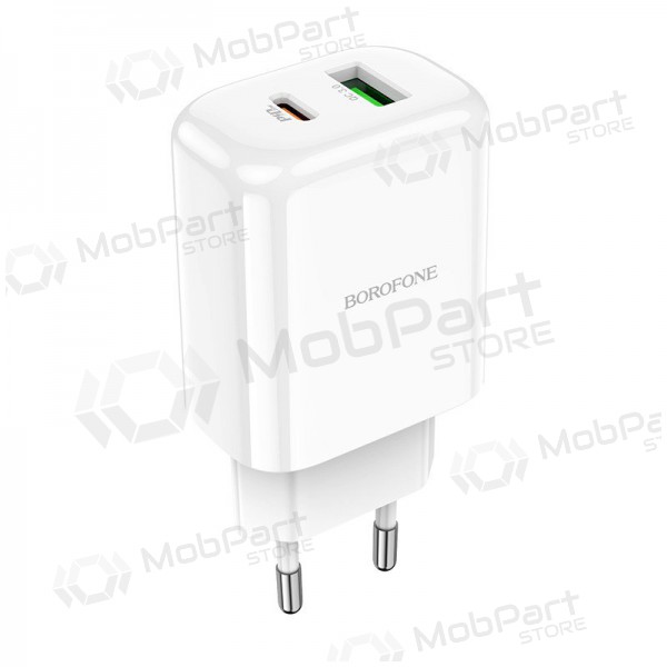 Charger Borofone BN4 1xUSB, 1xType-C QC 3.0, PD 2.0 20W (white)