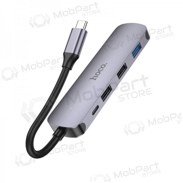 Adapter Hoco HB27 Type-C Multi-Function Converter HDMI+USB3.0+USB2.0*2+PD grey