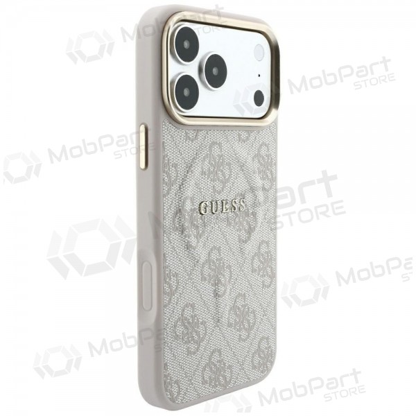 Apple iPhone 18 Pro Max case - Guess PU Leather 4G Gold Frame Embossed MagSafe (pink)