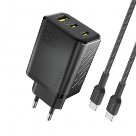 Phone charger Dudao A28PC 45 W GaN 2x USB-C with USB-C cable 1 m black
