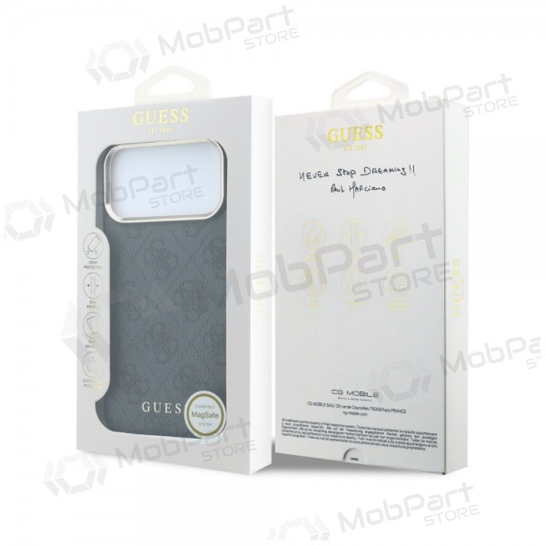Apple iPhone 18 Pro case - Guess PU Leather 4G Gold Frame MagSafe (black)