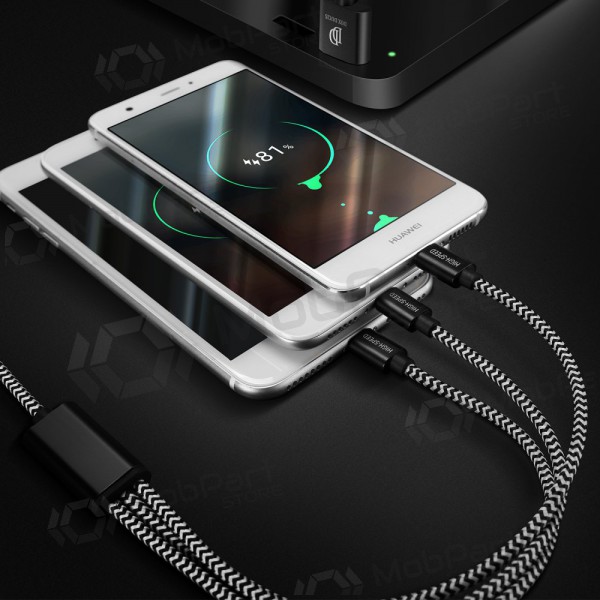 USB cable Dux Ducis K-ONE 3in1 microUSB-Lightning-Type-C fastcharging 1.2m