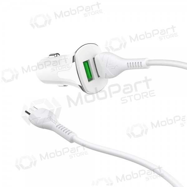 Charger automobilinis Hoco Z31 Quick Charge 3.0 (3.4A) x 2 USB + microUSB (white)