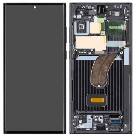 Ekranas Samsung S918 S23 Ultra 5Gwith lietimui jautriu stikliuku and rėmeliu Black OLED