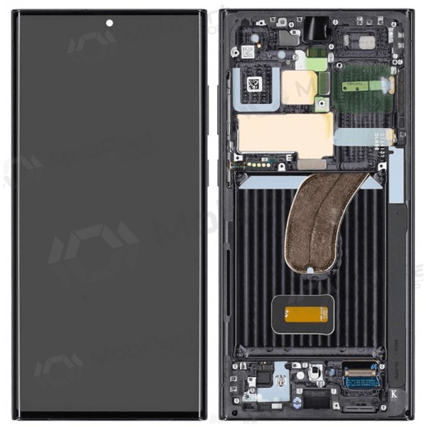 Ekranas Samsung S918 S23 Ultra 5Gwith lietimui jautriu stikliuku and rėmeliu Black OLED