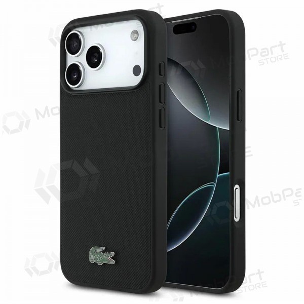 Apple iPhone 18 Pro case - Lacoste PVC Iconic Petit Pique Metal Logo MagSafe (black)
