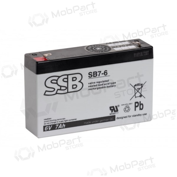 Battery (AGM) SSB SB (7Ah, 6V, F1, VRLA)