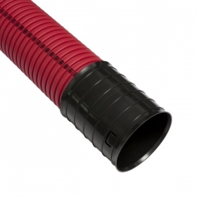 Red corrugated conduit D110 / d92 with wire Pipelife (halogen-free, 750N/5cm, 6m)