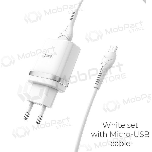 Charger HOCO C12Q Smart USB + microUSB cable (QC3.0) (white)
