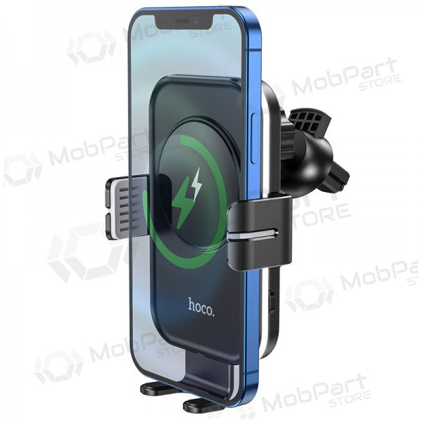 Car phone holder, Wireless charger Hoco CA80 Buddy (15W) for using on ventilation grille black-grey Car phone holder, Wireless charger Hoco CA80 Buddy (15W) for using on ventilation grille black-grey