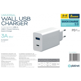 Platinet QuickCharge Type-C+USB 3.0A (18W) charger