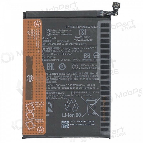 Xiaomi Redmi 9T / Redmi Note 9 4G / Poco M3 battery, akumuliatorius (BN62) (original)
