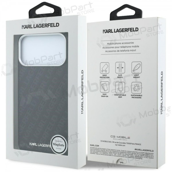 Apple iPhone 18 Pro Max case - Karl Lagerfeld PU Grained Allover Semi Wrap MagSafe (black)