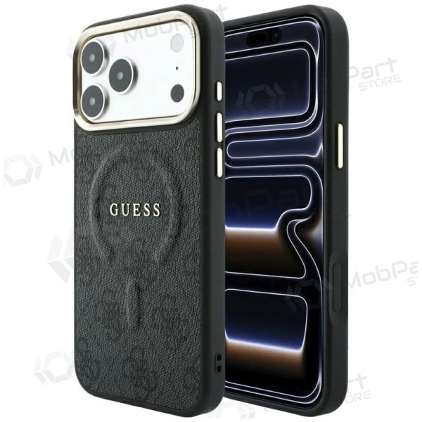 Apple iPhone 18 Pro Max case - Guess PU Leather 4G Gold Frame Embossed MagSafe (black)