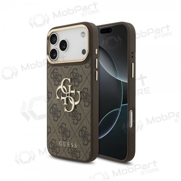 Apple iPhone 18 Pro Max case - Guess PU Leather 4G Metal Logo Gold Frame (brown)