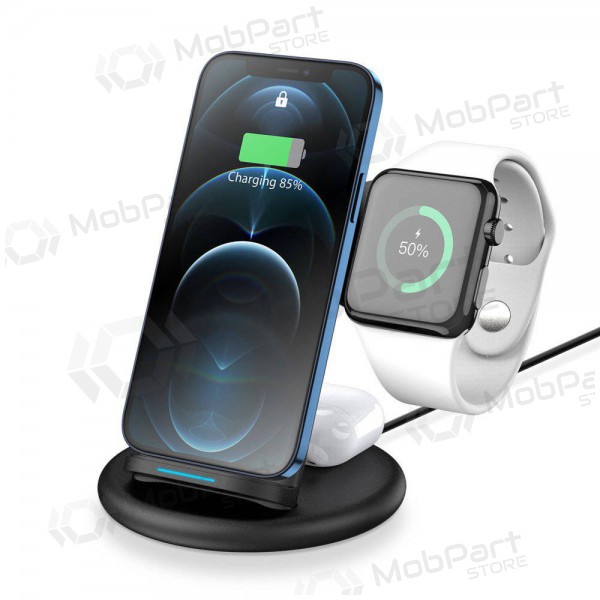 Charger wireless Dux Ducis C7 3in1 Phone, Apple Watch, Airpods 15W (black)