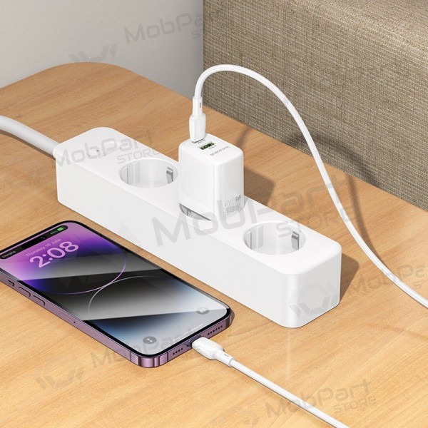 Phone charger Borofone BN27 20 W USB-C + USB-A with Lightning cable 1 m white