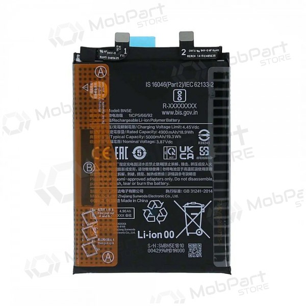 Xiaomi Redmi Note 11 Pro 5G, Note 12 Pro 4G, Poco X4 Pro 5G battery, akumuliatorius (BN5E) (original) Xiaomi Redmi Note 11 Pro 5G, Note 12 Pro 4G, Poco X4 Pro 5G battery, akumuliatorius (BN5E) (original)