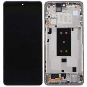 Xiaomi 11T 5G / 11T Pro 5G screen - baltas - su rėmeliu - originalus