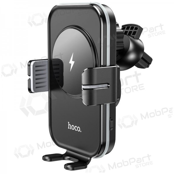 Car phone holder, Wireless charger Hoco CA80 Buddy (15W) for using on ventilation grille black-grey Car phone holder, Wireless charger Hoco CA80 Buddy (15W) for using on ventilation grille black-grey