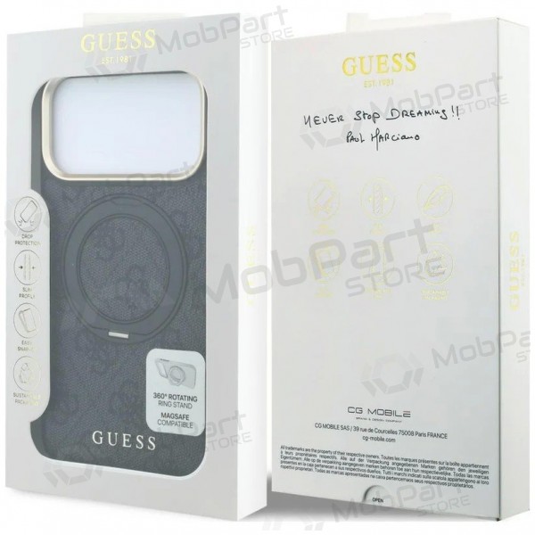 Apple iPhone 18 Pro Max case - Guess PU 4G Ring Stand MagSafe (black)