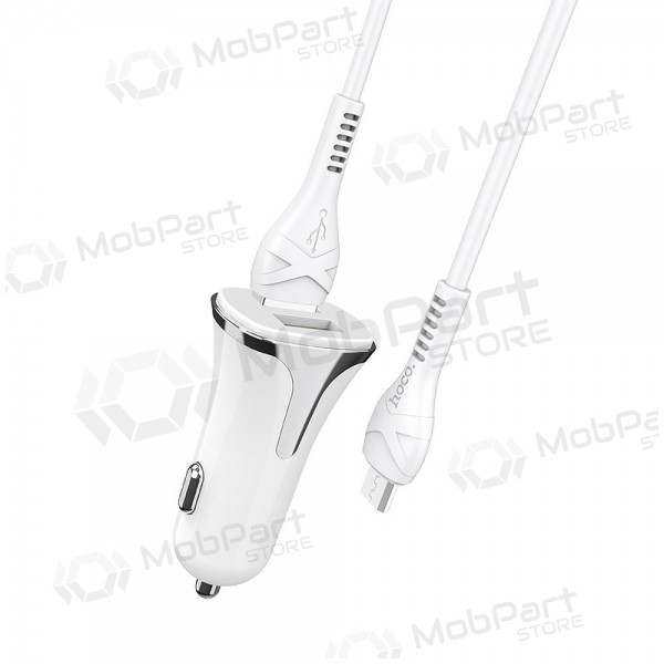 Charger automobilinis Hoco Z31 Quick Charge 3.0 (3.4A) x 2 USB + microUSB (white)