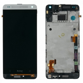 HTC One Mini (M4) screen (silver) (with frame) (service pack) (original)