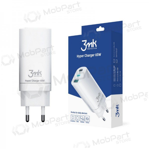 Charger 3MK HyperCharger 65W 2xUSB-C, 1xUSB-A PD 3.0/QC 4.0 (white)