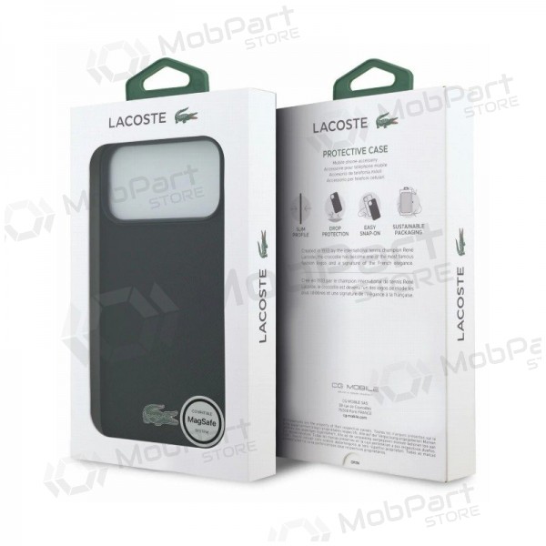 Apple iPhone 18 Pro Max case - Lacoste PVC Petit Pique Semi Wrap Embossed MagSafe (black)