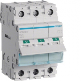 Isolator switch Hager SBN380 (3P, 80A, 400V, 3 modules)
