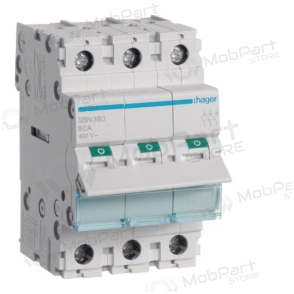 Isolator switch Hager SBN380 (3P, 80A, 400V, 3 modules)