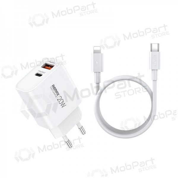 Phone charger Remax RP-U120 20 W USB-C + USB-A with Lightning cable 1 m white