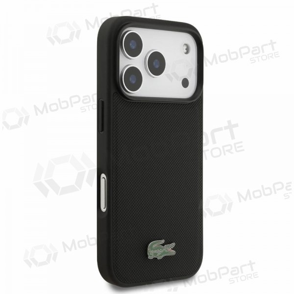 Apple iPhone 18 Pro case - Lacoste PVC Iconic Petit Pique Metal Logo MagSafe (black)