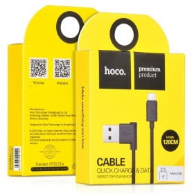 USB cable HOCO UPM10 L Shape microUSB 1.2m (black)