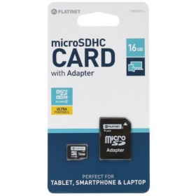 Memory card Platinet MicroSD 16GB (class10) + SD Adapter