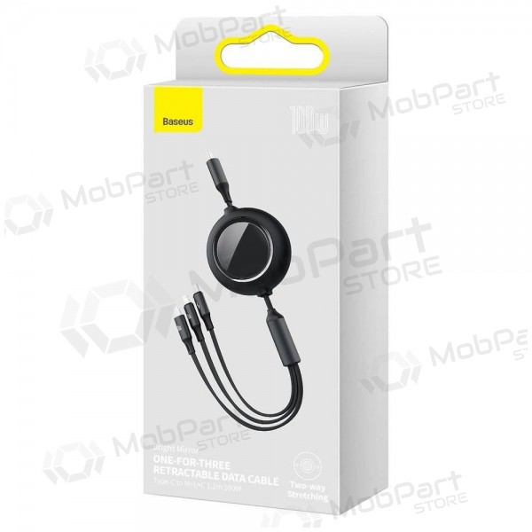 USB cable Baseus Bright Mirror Type-C - microUSB+Lightning+Type-C 100W 1.2m (black) CAMLC-AMJ01