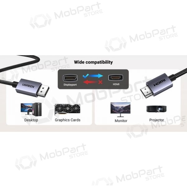 HDMI cable Ugreen DP125 DisplayPort to HDMI 2 m 4K 30 Hz black