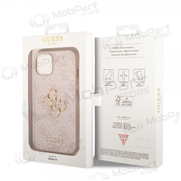 Apple iPhone 14 case - Guess PU 4G Metal Logo (pink)