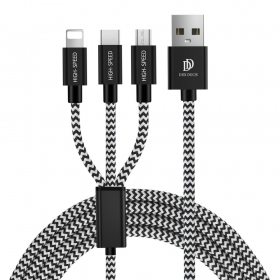 USB cable Dux Ducis K-ONE 3in1 microUSB-Lightning-Type-C FastCharging 1.2m