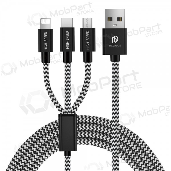 USB cable Dux Ducis K-ONE 3in1 microUSB-Lightning-Type-C fastcharging 1.2m