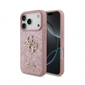 Apple iPhone 18 Pro case - Guess PU Fixed Glitter 4G Metal Logo (black)