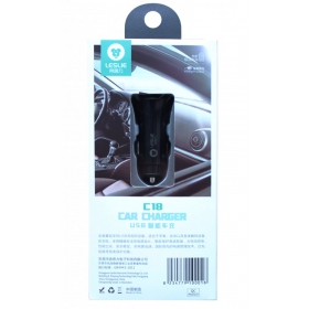Charger automobilinis Leslie C18 2 USB 2.4A (1A+2A) (black)