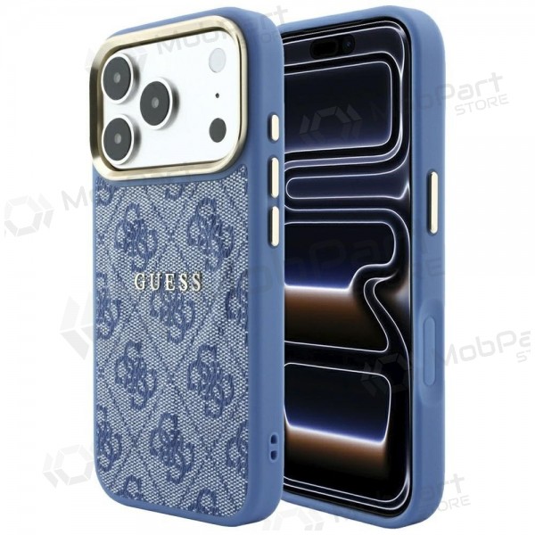 Apple iPhone 18 Pro Max case - Guess PU Leather 4G Gold Frame Embossed MagSafe (blue)