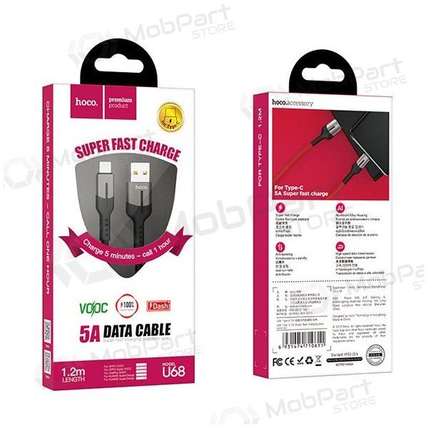 USB cable HOCO U68 microUSB 4A 1.2m (black)