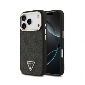 Apple iPhone 18 Pro Max case - Guess PU Leather 4G Strass Triangle Logo Gold Frame MagSafe