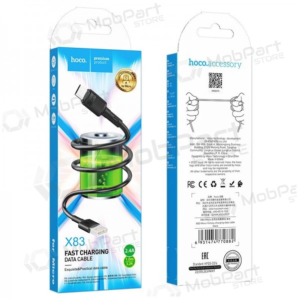 USB cable Hoco X83 USB-A to MicroUSB 1.0m black