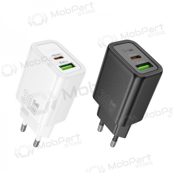 Phone charger Hoco N63 30 W GaN USB-C + USB-A black