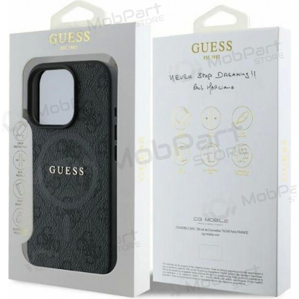 Apple iPhone 16 Pro case - Guess PU Leather 4G Colored Ring MagSafe (black)